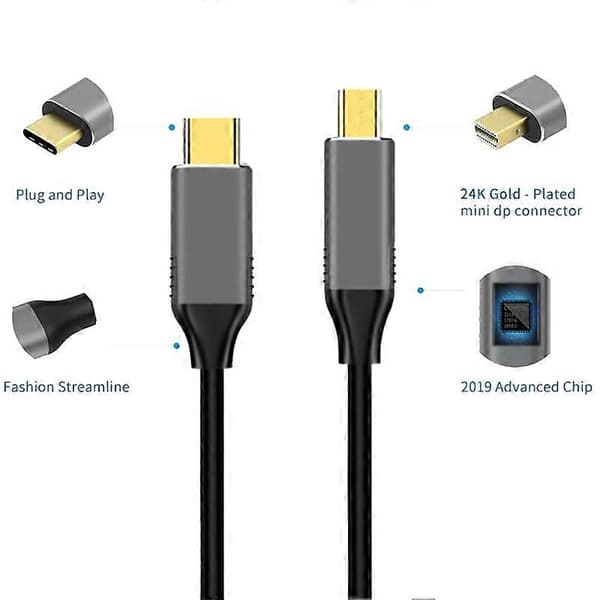 USB Type C - Mini DisplayPort DP 4K 1,8 m Kaapelisovitin MacBookille