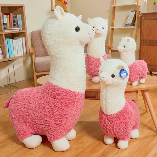 Bomulls Alpaca Docka Sovrumsdekoration Spädbarnssäng/Soffa Avkoppling Julklapp White 28cm