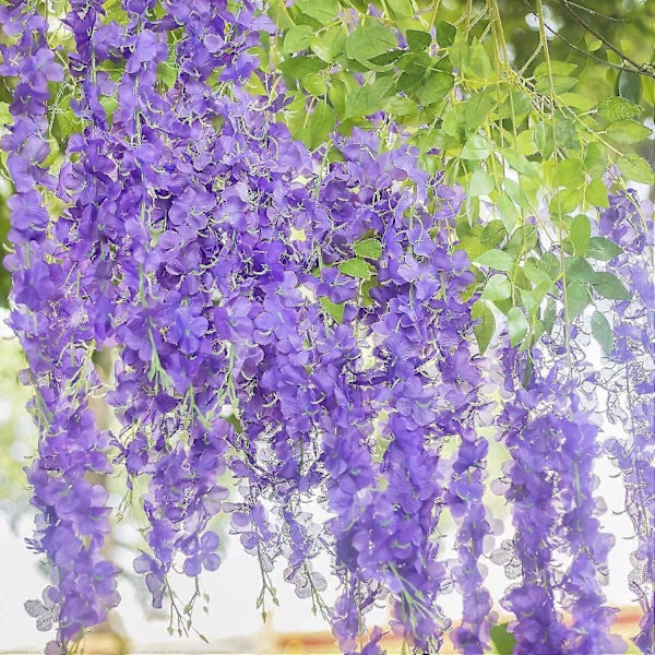 12 stk. Kunstig Silke Wisteria Blomst Hængende Silke Vinranke Falsk Busk Blomst Til Hjemmefest