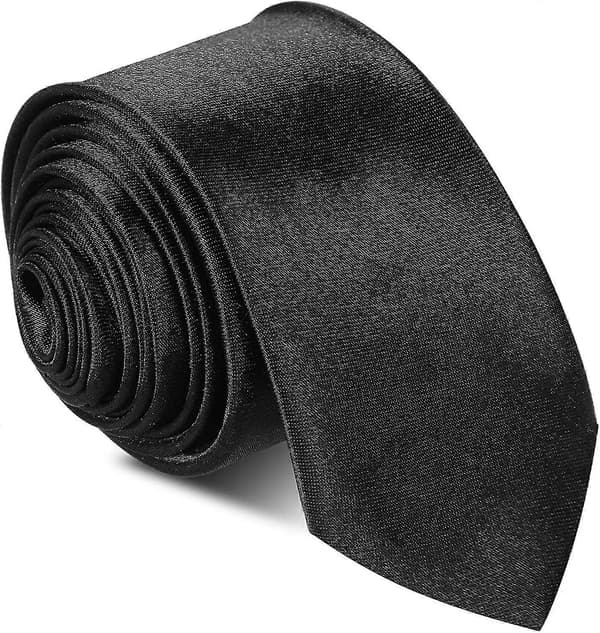 Ensfarvet slips til mænd, formelt slips, sort, langt, slankt slips til Acsergery mænd, sort, tyndt gave