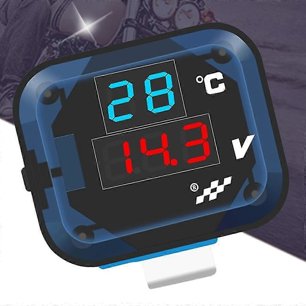 3 i 1 Temperatur Spänningstestare Motorcykelstyre Montering Termometer Voltmeter