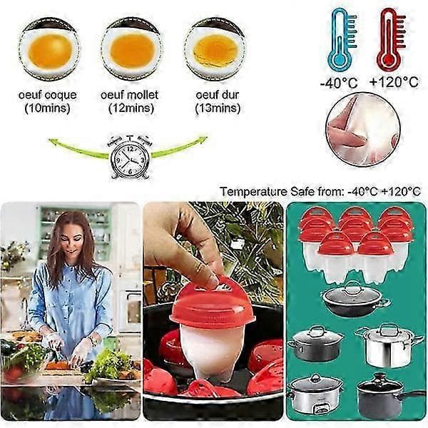 Silikon Eggkoker, 6 stk Kokte Egg Silikon Eggepose, Eggkoker Lett Eggkoker Eggkopp Matkvalitets Silika