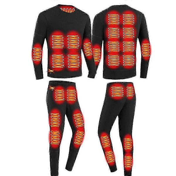 Vinter Termisk Uppvärmd Jacka 28 Områden Vandringströjor Skidset Uppvärmda Kläder Uppvärmt Underställ Men black pants 4XL