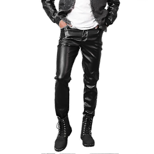 Youthup Herre Stretch Tight Faux Skinnbukser Black EU 34