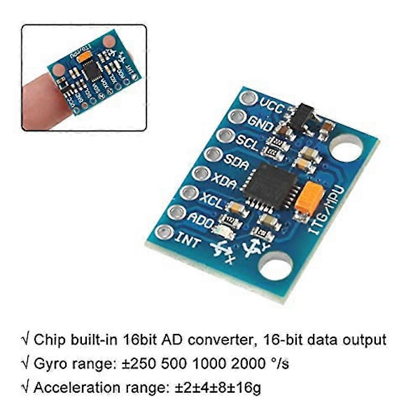 6st -521mpu-6050 Modul 3-axlig Accelerometer 6 Dof Gyroskop Sensormodul 16bit AD-omvandlare Data