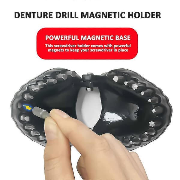 Boremaskinebitsholder til proteser Tandmodeldesign Holder op til 28 bits Passer til 1/4 tomme sekskantbit og drivbit
