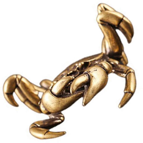 Messing Krabbe Figur Antikk Krabbe Statue Skulptur Liten Krabbeformet Dekor
