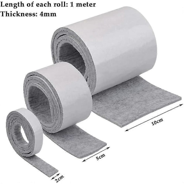 Filtglidere Selvklæbende 3 stk. Filt Tape, 2 cm / 5 cm / 10 cm Klæbende Filt