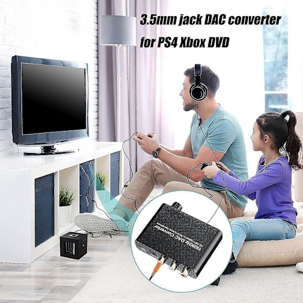 5.1ch DAC-omvandlare Ljuddekoder Digital Optisk Koaxial Toslink Till RCA 3.5mm Jack Stöd För Dolb
