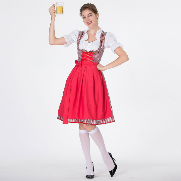 Snabb Leverans Dam Tysk Dirndl Klänning Kostymer För Bayersk Oktoberfest Halloween Karneval Light blue 3XL