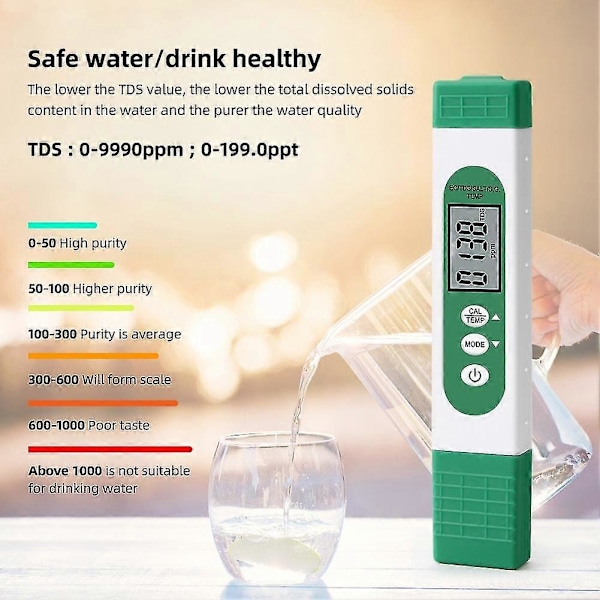 Digital /tds/salt/s.g./temperaturmätare 5 i 1 Konduktivitet Er För Rium Swim