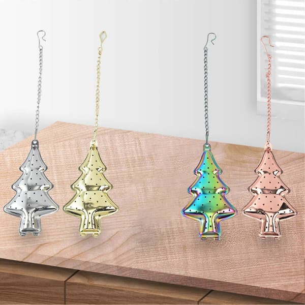 Infuser Rustsikker Bred Anvendelse Rustfritt Stål Assortert Juletre Form Te Sil Husholdningsartikler Silver
