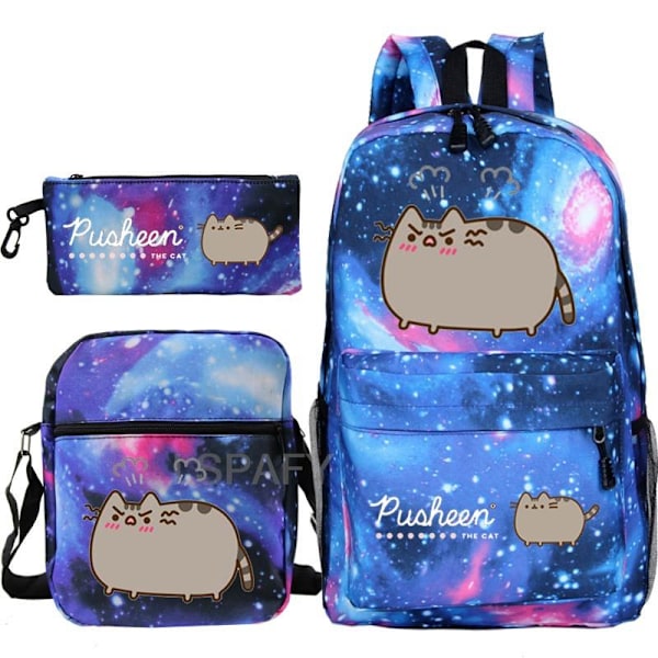 3 st Kawaii Tjock Katt Ryggsäck Pusheen Tryck Skolväska style 11