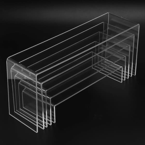 5-pak Klar Akryl Display Risers, 5 Størrelser Akryl Smykke Display Riser Hylde Inventar