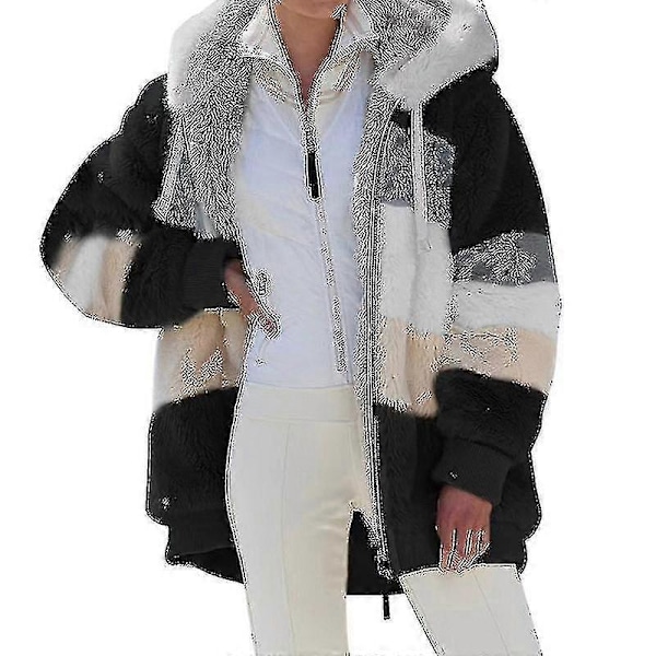 Casual Jakke Herrejakker Frakker Lynlås Hip Hop Ny Efterår Og Vinter Løs Plys Flerfarvet Hættejakke Til Mænd Og Black XL
