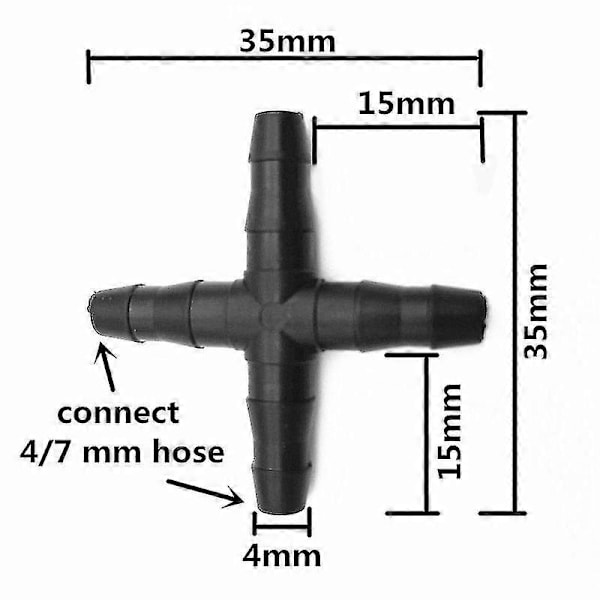 50 kpl Letkun Ristisuora Liitin 4/7 mm Letkulle 1/4 Tuuman Piikkiliitin Kierteitetty Puutarha