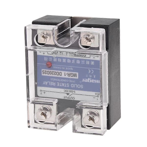 DC till DC Enfas Solid State Relä SSR 25A 3-32V 5-220V Med Transparent Skydd