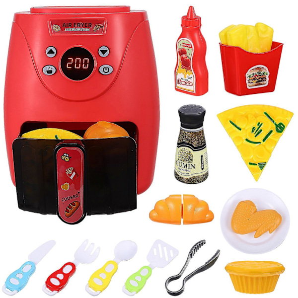 1 Set Airfryer Modell med Färgskiftande Mat Låtsaslek Köksredskap Grill Lekset Kökstillbehör