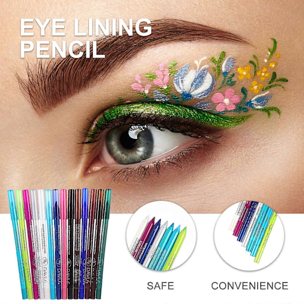 14 stk. Fargerike Eyeliner-blyanter for jenter, sminke, øyeblyanter, kosmetikkblyanter