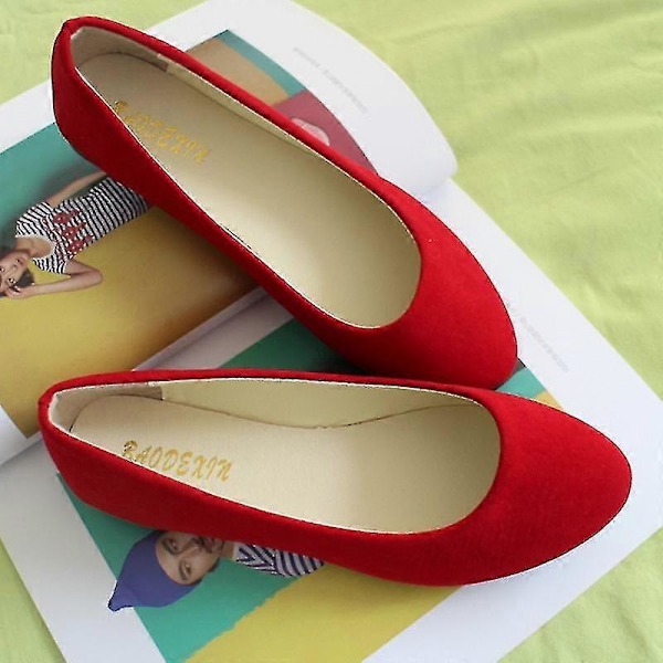 Dame Ruskind Flade Sandaler Ballet Ballerina Dolly Brudesko Casual Bådsko Red 37