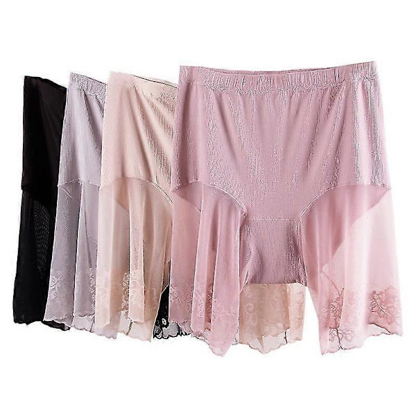 Slipshorts för kvinnor under klänning, sömlösa släta underkläder spets lår trosor säkerhetsshorts shorts under kjol Grey XL 60kg-80kg