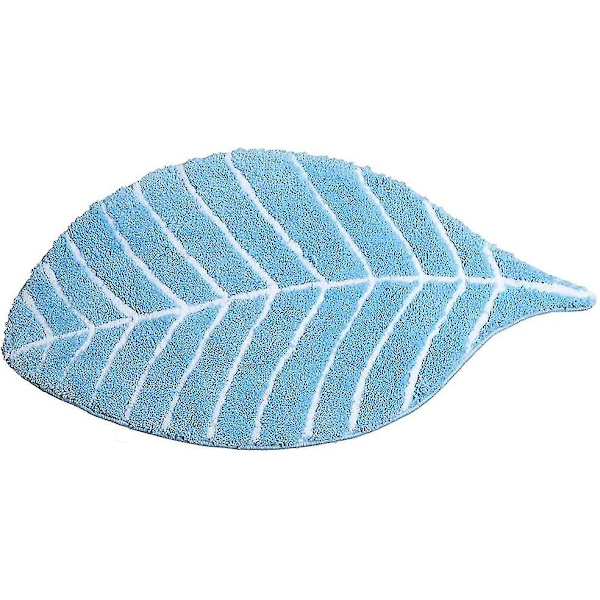 Söpö Ovimatto Lapsille - Imukykyiset Mikrokuituiset Kylpyhuonematot - Eteisen Matto Lattiamatto, Lehden Muotoinen Light Blue