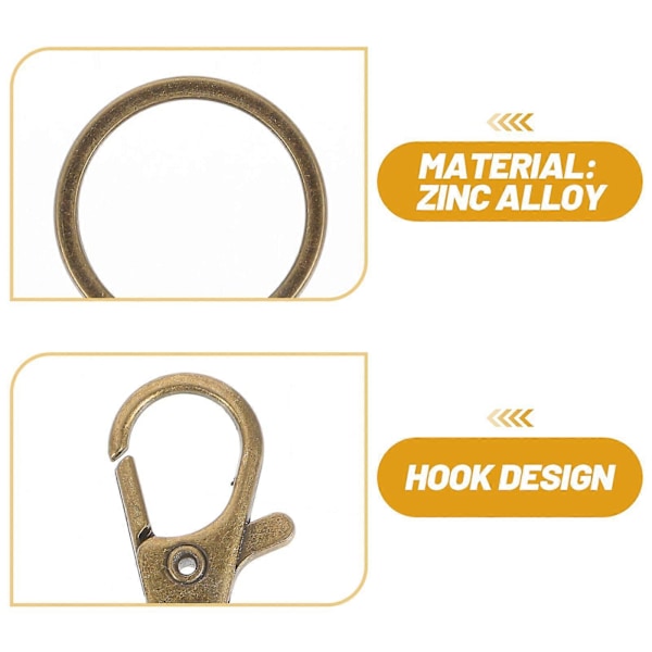 60 stk. Veskelås Metall Nøkkelringer DIY Nøkkelringtilbehør Sink Legering Nøkkelringlås (Bronse)