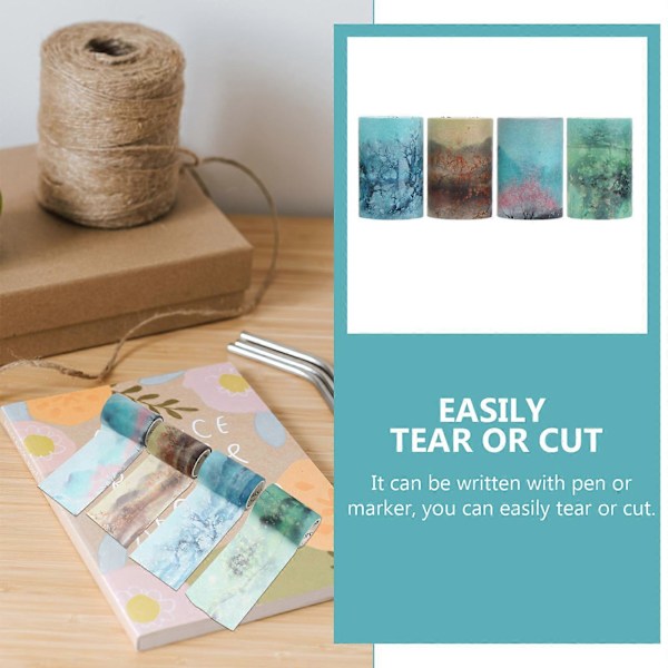 4 Rullar Washi Tejp Dekorativ Maskeringstejp för Journal Scrapbook Planner