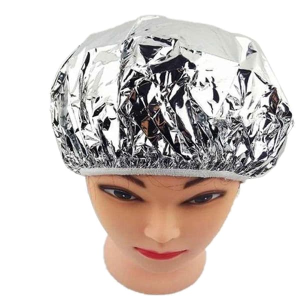 2x Varmeisolerende Aluminium Folie Hat Elastisk Badehat Til Kvinder Hår Salon Badeværelse - sølv