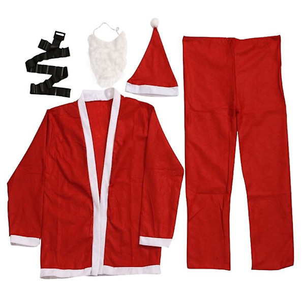 Jul Tomtedräkt Set Jultomte Kostym Tomte Cosplay Skägg Tomtedräkt För Män Julfest Kostym