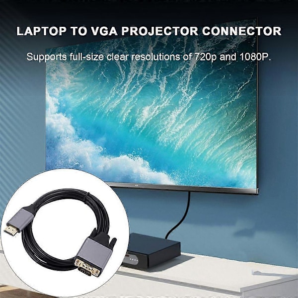 Adapterkabel 1080P HDMI-kompatibel till VGA-kabel Konverter Adapter Linje för TV Laptop Projektor Monitor