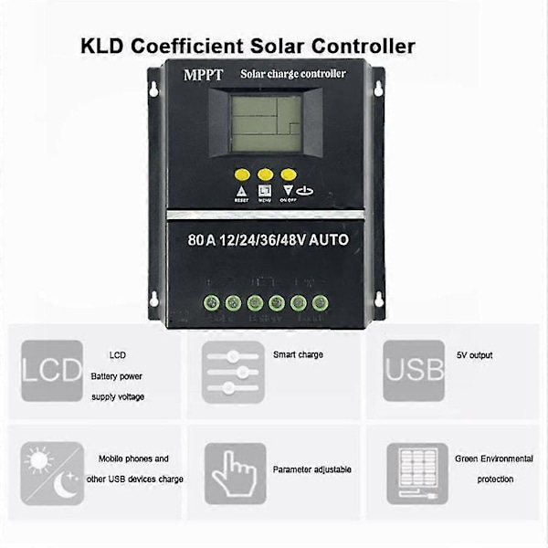 80a Mppt/pwm Solcelle Laderegulator 12v/24v/36v/48v Auto Kontroller Verktøy Solcelle Pv Batterilader