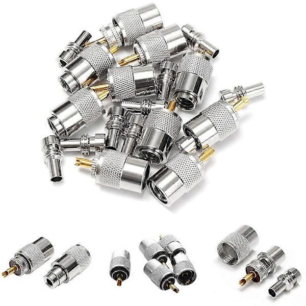 3 kpl UHF RF -liittimiä, erittäin kestäviä ruosteenkestäviä metallisia urosliittimiä ruuviliitännällä radiolaitteille