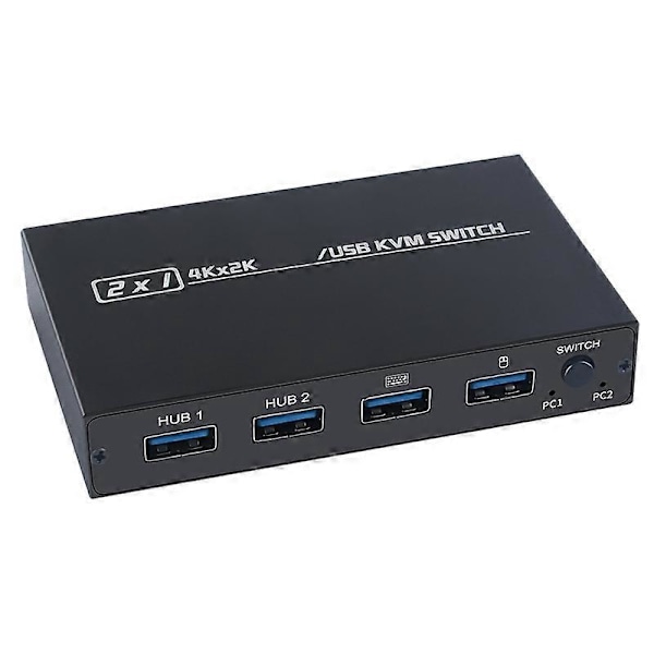 KVM Switch 2-i-1 Driverfri 4K Høj Opløsning Plug Play 2 Værter Deler 1 Skærm/Tastatur Mus HDMI-kompatibel/USB KVM Switch til Kontor