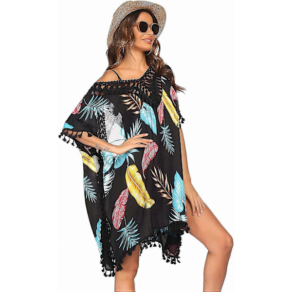 Badedragt Cover Up Dame Badedragt Kjole Plus Size Sexet Bikini Strand Tunika Top Sommer B pat2 S