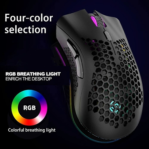 Bärbar Dator Mus RGB Trådlös Lättvikt Ergonomisk Ihålig Universell Uppladdningsbar 2.4G Trådlös Datormus PC Tillbehör