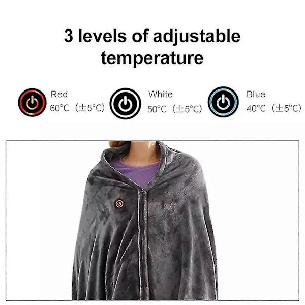 USB Sähkölämmitteinen Peitto Lämmityshuivi Viitta Lämmin Flannel Lämmitysviitta Talvi Sähköpeitto F
