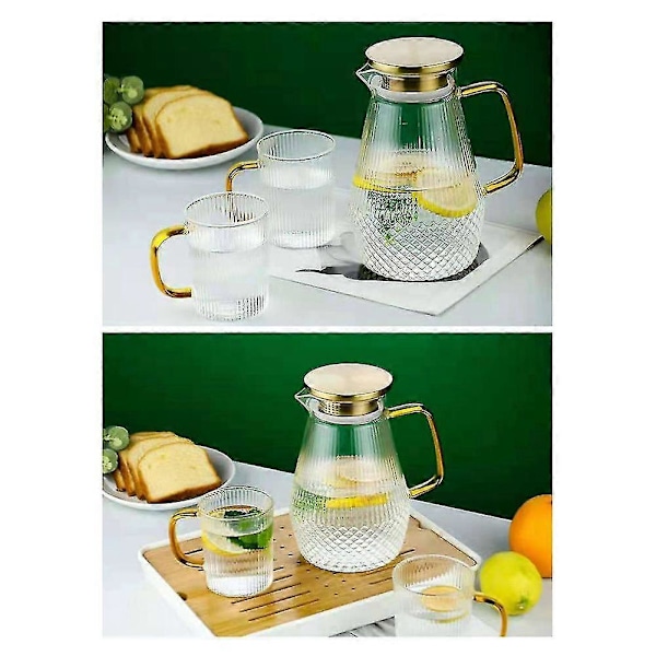 Kande, 1600 ml/54 oz vandkande, glaskande med låg, varmebestandig borosilikatglaskande