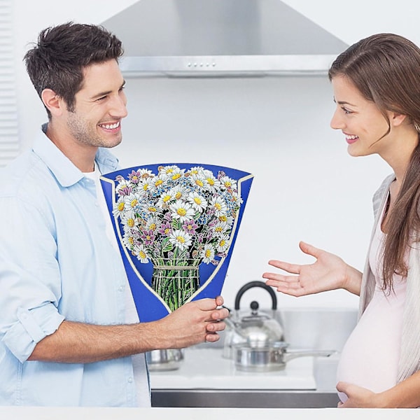 Daisy Pop Up Kort, 3D Pop-up Papir Fødselsdagsgave Lykønskningskort Med Notekort Og Kuvert, 30 cm Livsstørrelse Papir Evighedsblomster Gavekort Til Ha Vigorous flower