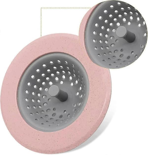 2-pack diskbänksil, silikonmatsil, diskbänkskorg för diskbänk (rosa)
