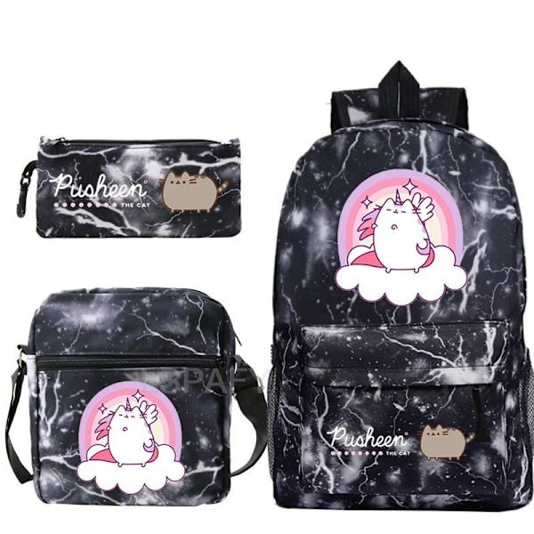 3 st Kawaii Tjock Katt Ryggsäck Pusheen Tryck Skolväska style 7