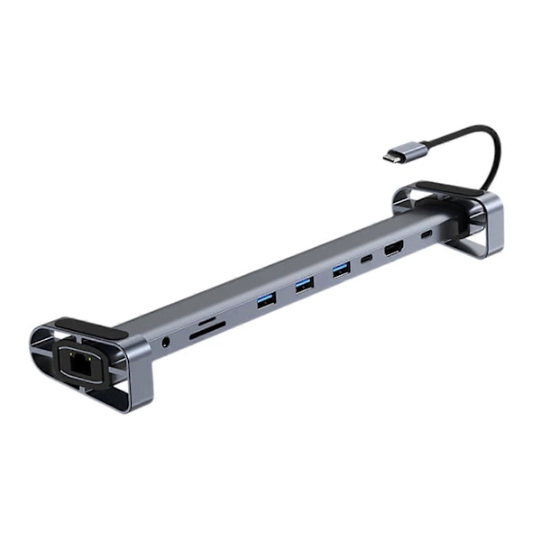 USB 3.0 -telakointiasema 10-in-1 Hub-sovitin PD Ethernetillä, kompakti muotoilu, kannettava universaali Type-C -kannettavan telakointiasema