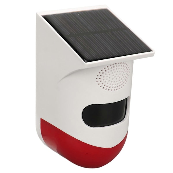 Solcellsdriven Stroboskopljus Alarm Vattentät Stöldskydd Utomhus Rörelsesensor Siren Alarm för Hem Gård Villa 120db