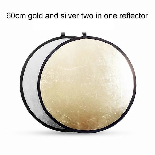 Reflexskärm 2-i-1 Hopfällbar Rund 60cm Fotografi Reflektor Ljusdiffusor för Fotografering
