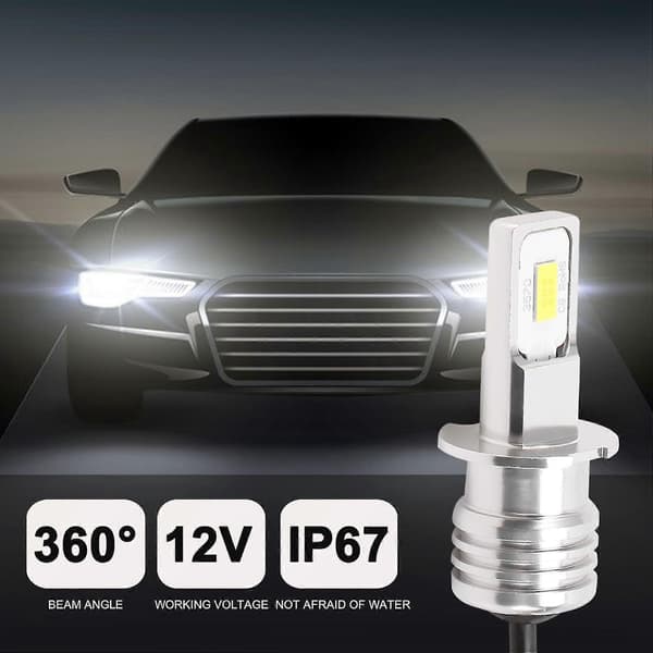 2x H3 Super LED Frontlykt Tåkelys Kjørelys Pære Kit 6000k Hvit 100w
