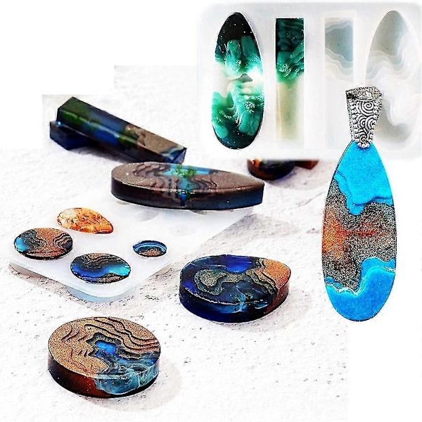 4 Pak DIY Ø Halskæde Ædelsten Vedhæng Epoxy Form Nøglering Vedhæng Resin Silikone Form