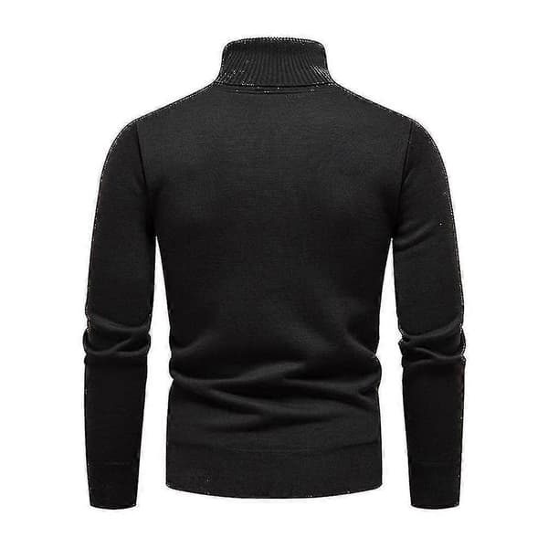 Herre Ensfarvet Rullekrave Basic Sweater Vinter Slim Fit Tyk Strik Varm Pullover Top Black L