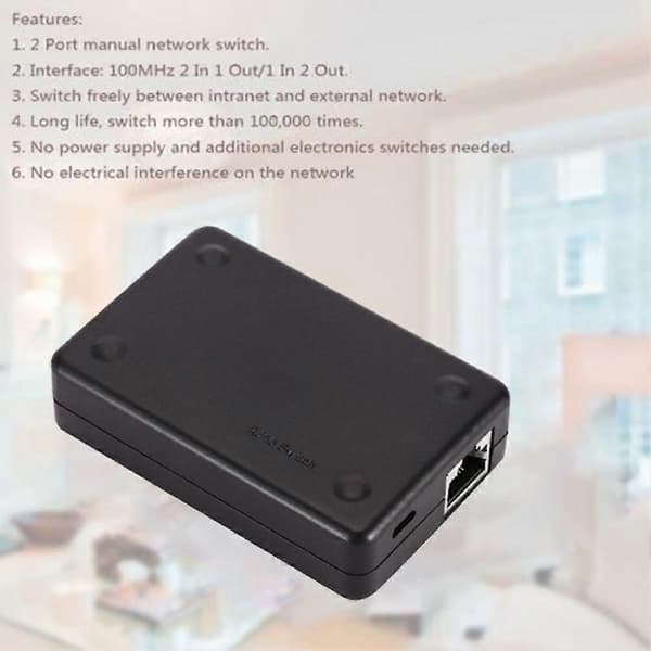 2 Port RJ45 Lan Netværk Switch Hub Computer Ethernet Internet Konverter Adapter