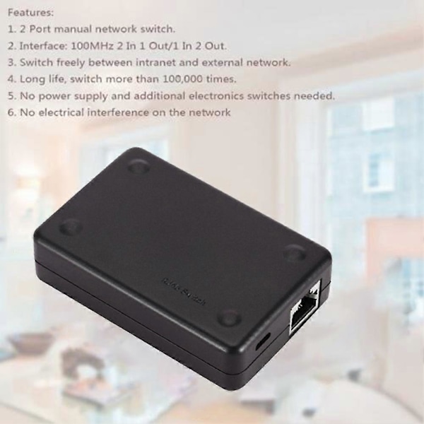 2 Portin RJ45 Lan Verkkokytkin Hub Tietokone Ethernet Internet Muunnin Adapteri