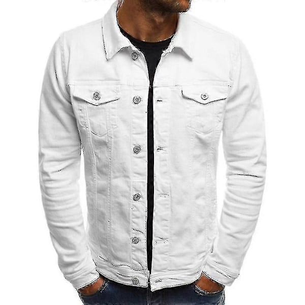 Denimjakke for menn, kort, slim fit White 3XL